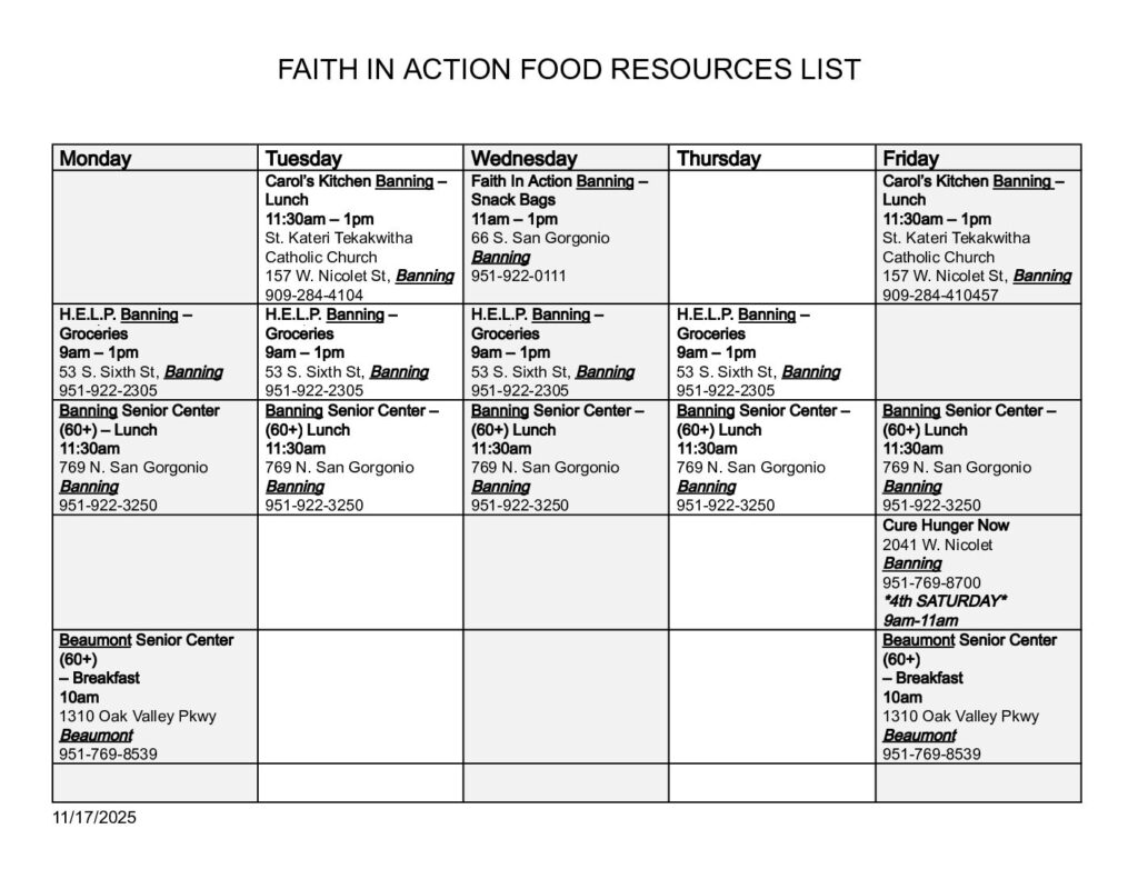 FIASGP Food Resource Network Calendar | Free Resource Download